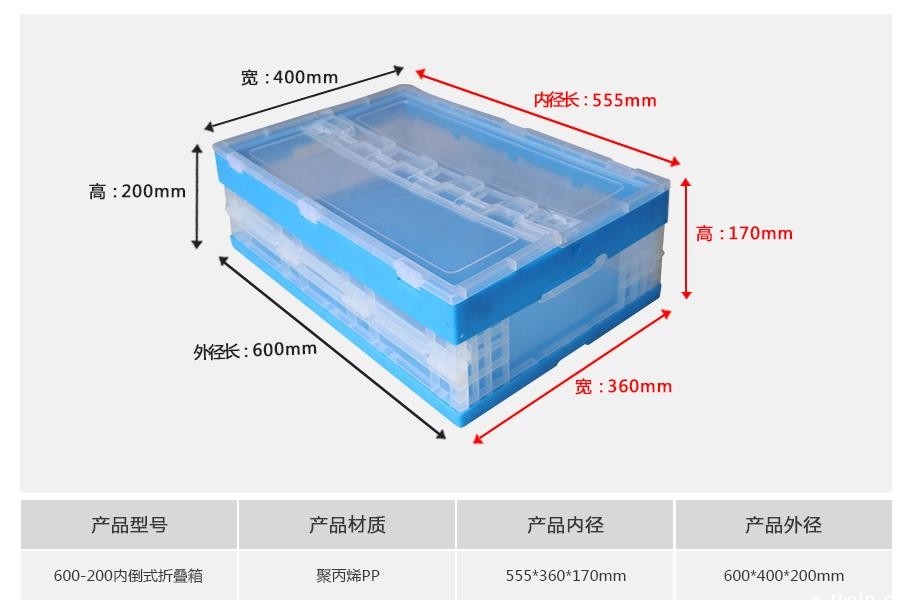 星空电竞综合登录入口600-200塑料内倒式折叠周转箱透明款 星空电竞综合登录入口600-200塑料内倒式折叠周转箱透明款